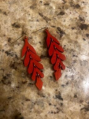 Rust Wooden Dangle Earrings - Women Jewelry